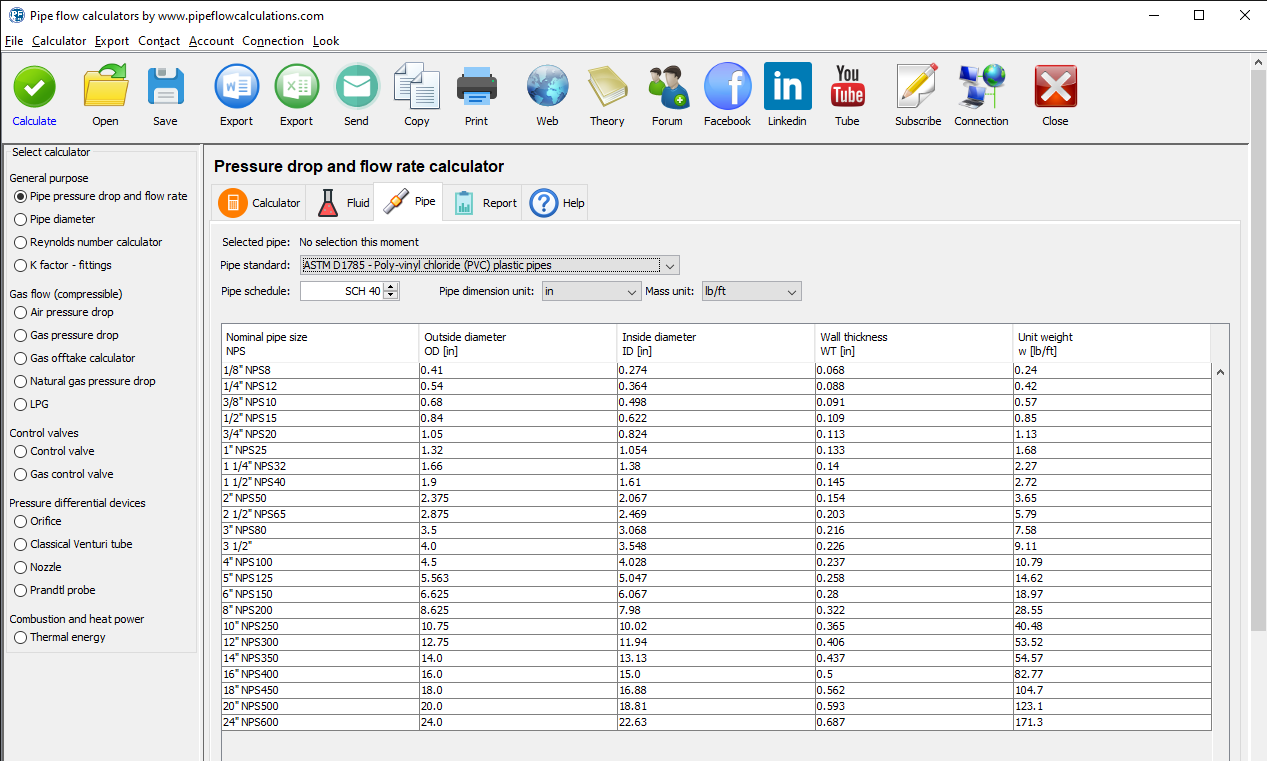 Download calculator for pipe flow calculation